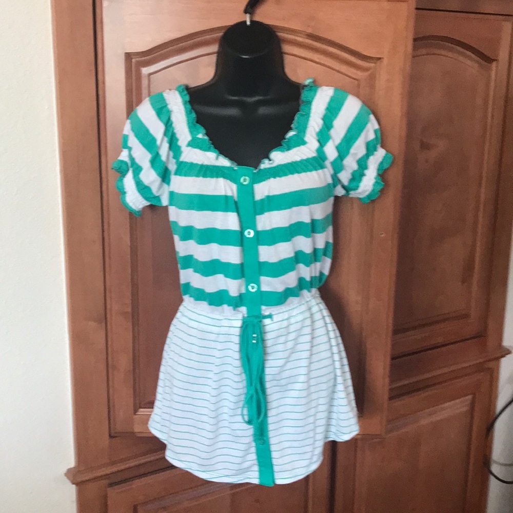 SoSik Striped Drawstring Waist Blouse